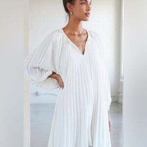 AYR “The Love Letter” Dress pleated accordion off white ivory pristine